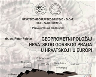 Obavijest o predavanju "Geoprometni položaj hrvatskog gorskog praga u Hrvatskoj i u Europi"
